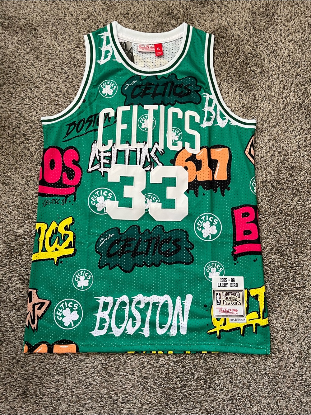 NWT! Boston Celtics #33 Graffiti Print Jersey
